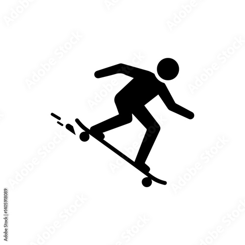 Longboarder Leaning Sideways Downhill Black Icon Minimal