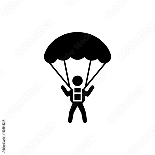 Solo parachutist in flight with straight arms and tucked legs icon