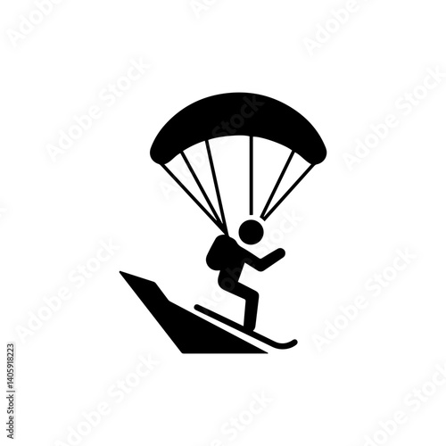 Speedflyer skimming slope with paraglider wings black icon