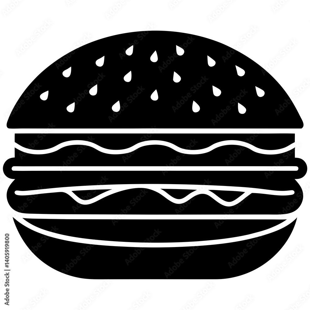 Burger Icon – Printable Vector for Restaurant Menus & Kitchen Tools Burger Icon – Printable Vector for Restaurant Menus & Kitchen Tools