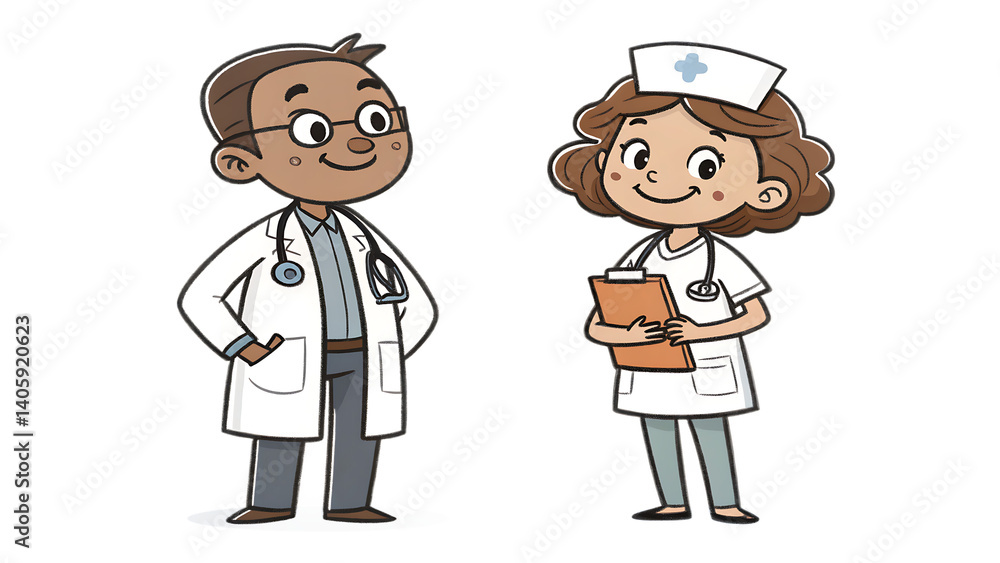 doctor nurse character on white background PNG. AI GENERATED doctor nurse character on white background PNG. AI GENERATED