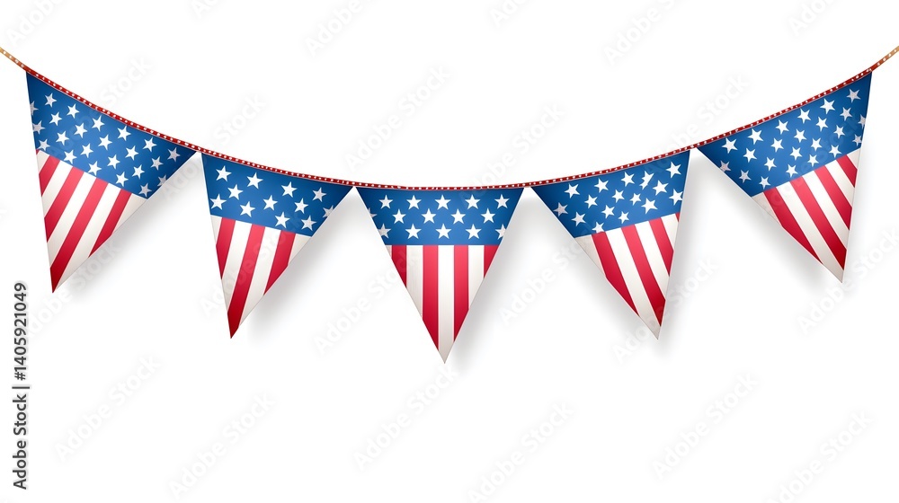 Obraz premium Decorative American Themed Bunting Flags with Stars and Stripes Design