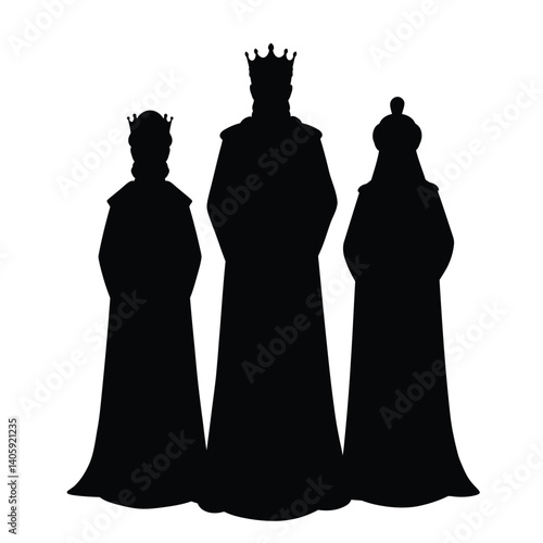 Three Kings Silhouette Of The Nativity Story Depicted In Black And White