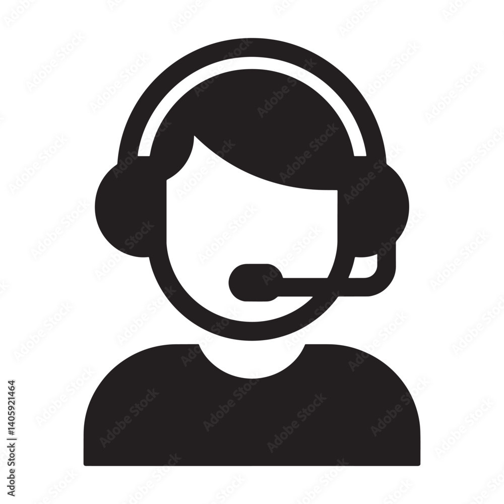 Customer Support Icon with Headset Representing Assistance and Helpdesk Services Editable Vector Illustration Isolated on a White Background Ideal for Call Center, Communication, and Support Graphics Customer Support Icon with Headset Representing Assistance and Helpdesk Services Editable Vector Illustration Isolated on a White Background Ideal for Call Center, Communication, and Support Graphics