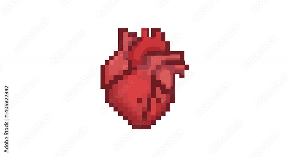 Pixelated red heart graphic Pixelated red heart graphic