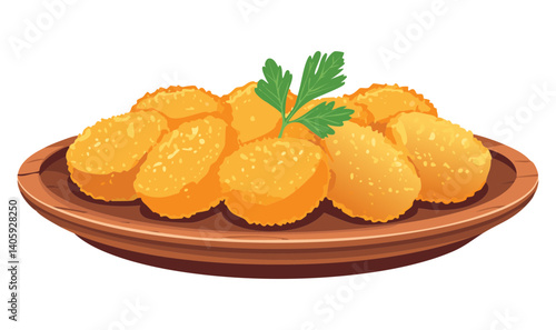 Fried Potato Croquettes - Vector Illustration
