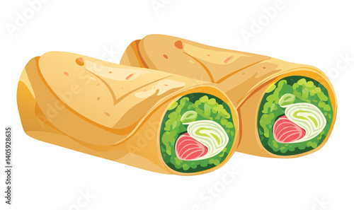 Spring Rolls Vector Illustration