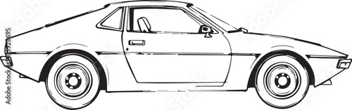 A futuristic sports car. Hand drawn vector illustration