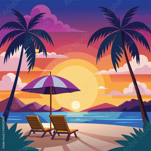 Tropical Sunset Beach Scene (1)