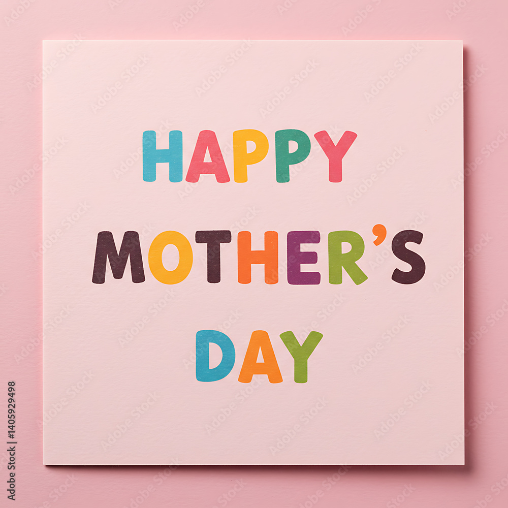 Fototapeta premium Happy mother's day card colorful letters celebration wishes love gift