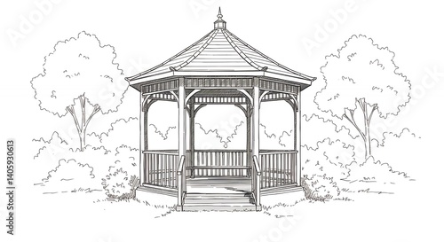Wallpaper Mural Hand drawn gazebo design sketch for outdoor landscaping Torontodigital.ca