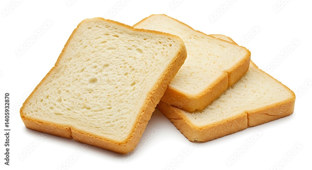 Three perfectly toasted slices of golden wheat bread isolated on white background Three perfectly toasted slices of golden wheat bread isolated on white background