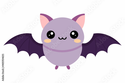 cute cartoon kawaii bat illustration white