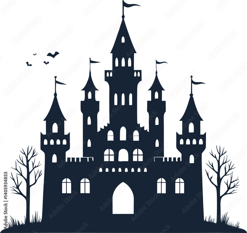 Fototapeta premium Castle Silhouette Vector Design