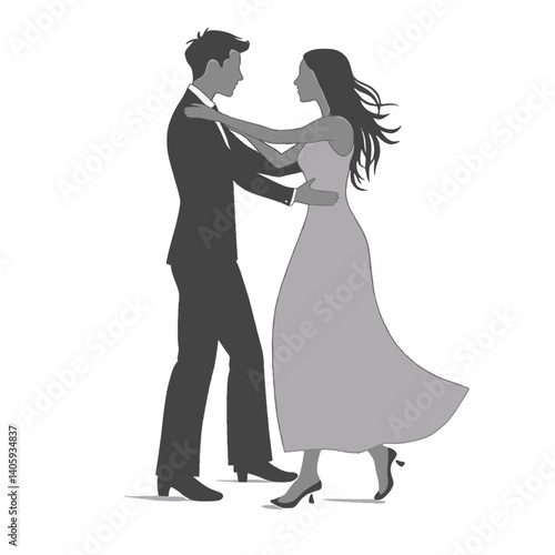 Wallpaper Mural Elegant couple in social dance in formal attire silhouette vector icon Torontodigital.ca