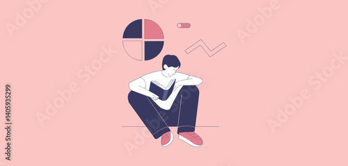 Person sitting on a crescent moon using a smartphone with sound waves displayed
