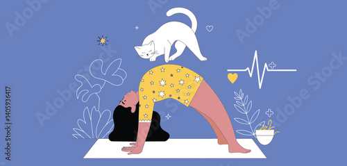 Woman's Mental and Physical Well Being Illustration
