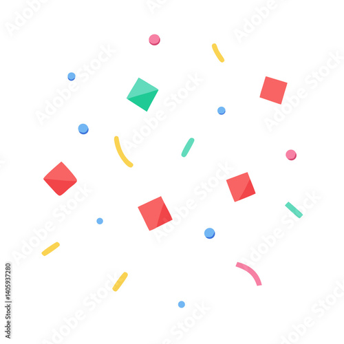 A Burst of Joyful Elements: Colorful confetti dances, capturing the essence of celebration, joy, and festivity. Featuring the essence of cheerful event.