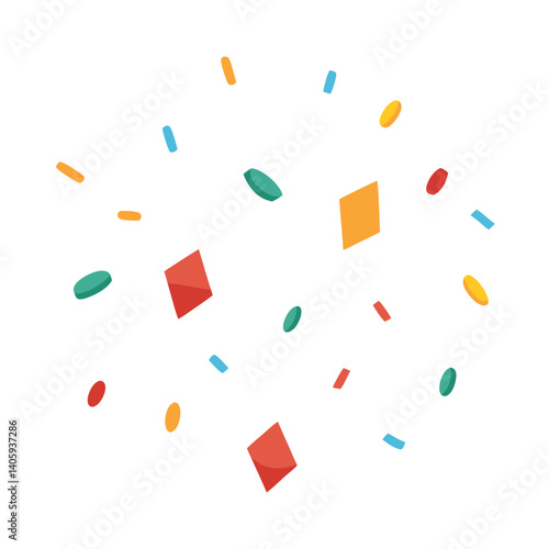 Confetti Celebration: A burst of festive confetti, a vibrant scattering of colorful shapes and forms, perfect for any celebratory event or joyful occasion. 