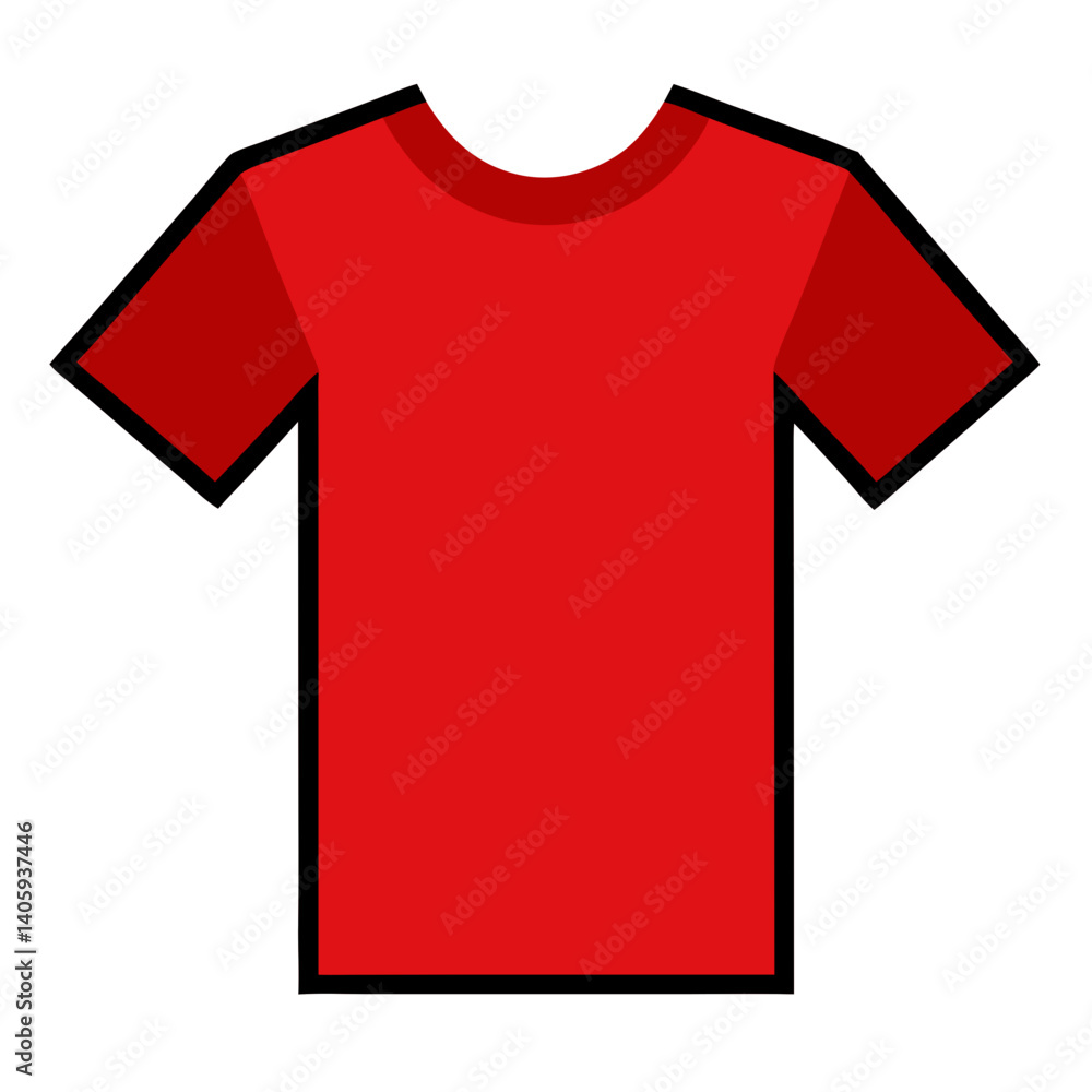 Red T-Shirt Template: A simple, clean template of a classic red t-shirt, perfect for design projects or presentations. The t-shirt is front-facing, isolated on white background. Red T-Shirt Template: A simple, clean template of a classic red t-shirt, perfect for design projects or presentations. The t-shirt is front-facing, isolated on white background.