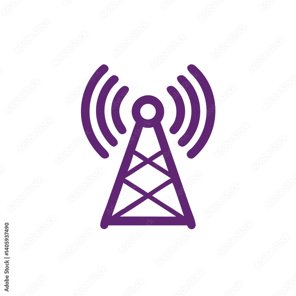 Signal Tower: A modern and sleek depiction of a signal tower transmitting data. Signal Tower: A modern and sleek depiction of a signal tower transmitting data.