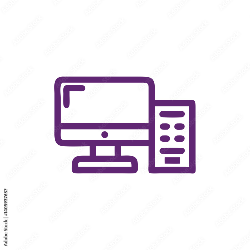 Computer and Keyboard Icon: A modern and clean icon depicting a desktop computer and keyboard, ideal for technology-related projects and presentations. Computer and Keyboard Icon: A modern and clean icon depicting a desktop computer and keyboard, ideal for technology-related projects and presentations.