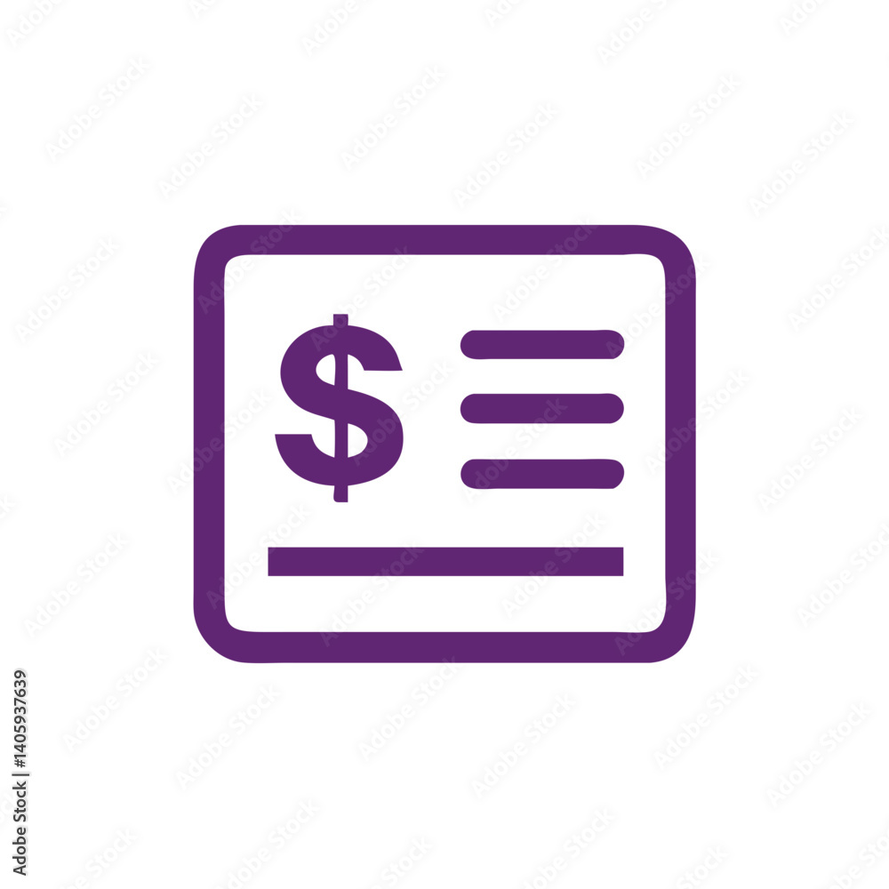 Financial Document Illustration: A striking flat vector depiction of a financial document, the image showcases a bold dollar symbol superimposed on a bill. Financial Document Illustration: A striking flat vector depiction of a financial document, the image showcases a bold dollar symbol superimposed on a bill.