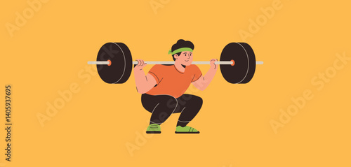 Man doing a barbell squat exercise
