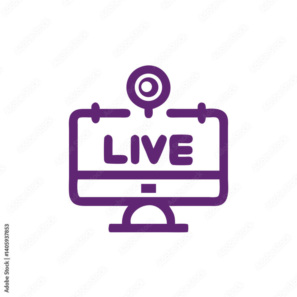 Streaming Broadcast Icon: The digital realm of live streaming is represented by a minimalistic icon, symbolizing the immediacy of online communication. Streaming Broadcast Icon: The digital realm of live streaming is represented by a minimalistic icon, symbolizing the immediacy of online communication.
