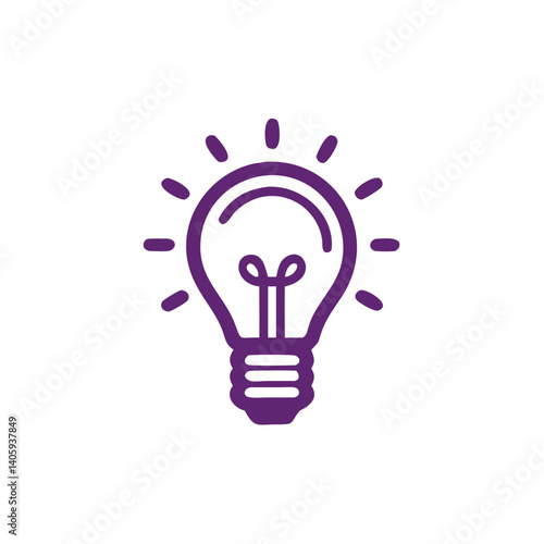 Idea Generation Icon: A simplistic, yet elegant purple lightbulb, its radiant glow symbolizing the spark of innovation, creativity, and solutions.