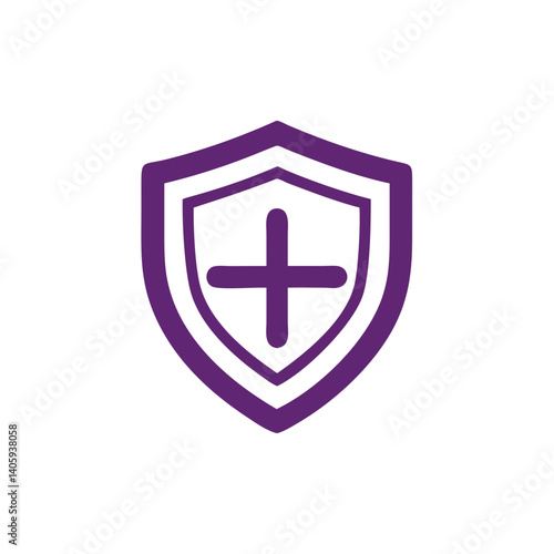 Free Download Shield of Protection: A purple shield featuring a bold cross symbol, representing safety, security, and healthcare, standing strong against potential threats. - GFXLoad