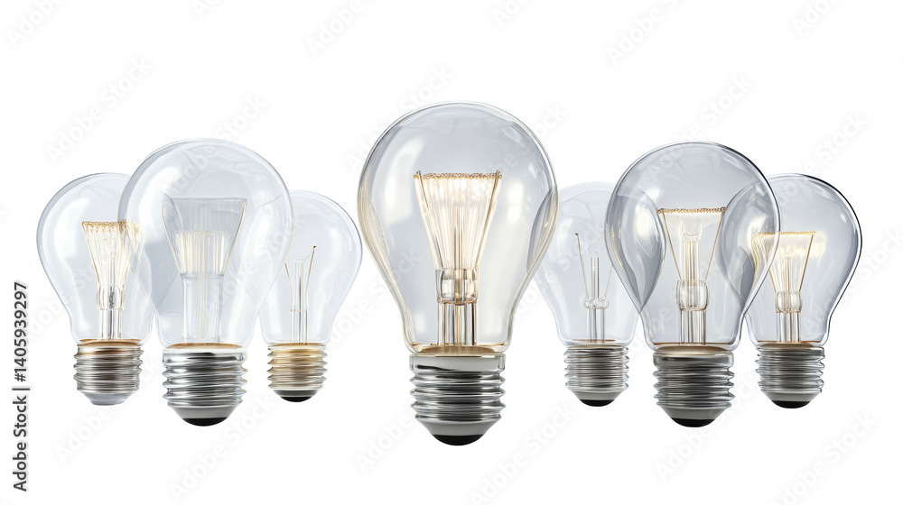 Various light bulbs with transparent background for design use Various light bulbs with transparent background for design use