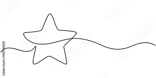 Line star one continuous line drawing design vector, hand draw doodle stars illustration in continuous line arts style vector, Star continuous one line drawing vector illustration, Premium vector.