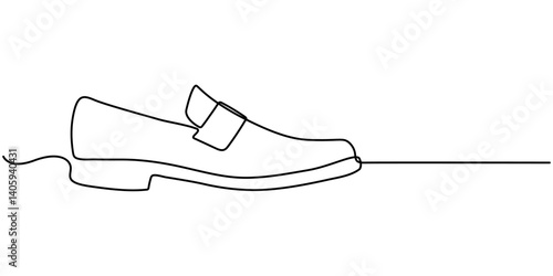 Continuous line drawing of loafers shoes. Illustration for beauty and fashion concepts, One continuous single drawing line art flat doodle women, fashion, shoe, leather, style, elegance, footwear. 