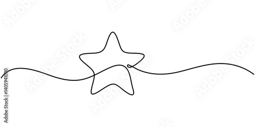 Line star one continuous line drawing design vector, hand draw doodle stars illustration in continuous line arts style vector, Star continuous one line drawing vector illustration, Premium vector.