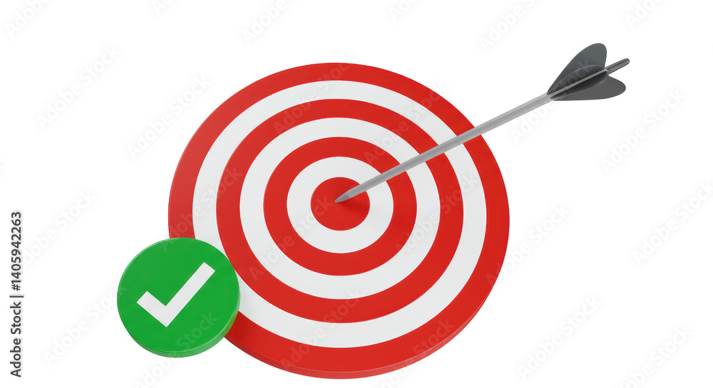 Isolated Target with Arrow and Checkmark Isolated Target with Arrow and Checkmark