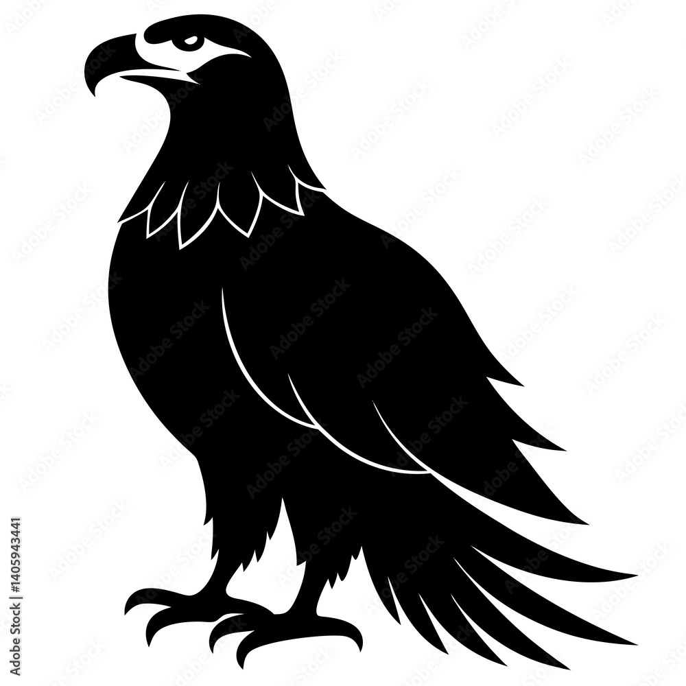 Fototapeta premium Bald eagle silhouette vector isolated on white background