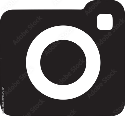 Silhouette camera icon vector perfect for photography, media, photo apps, content creation, and multimedia designs. EPS file for easy customization.
