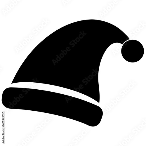 santa claus hat silhouette vector isolated on white background