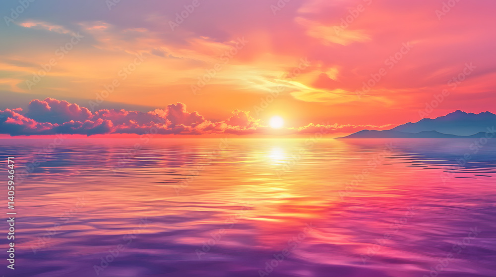 Fototapeta premium Vibrant sunset over calm ocean
