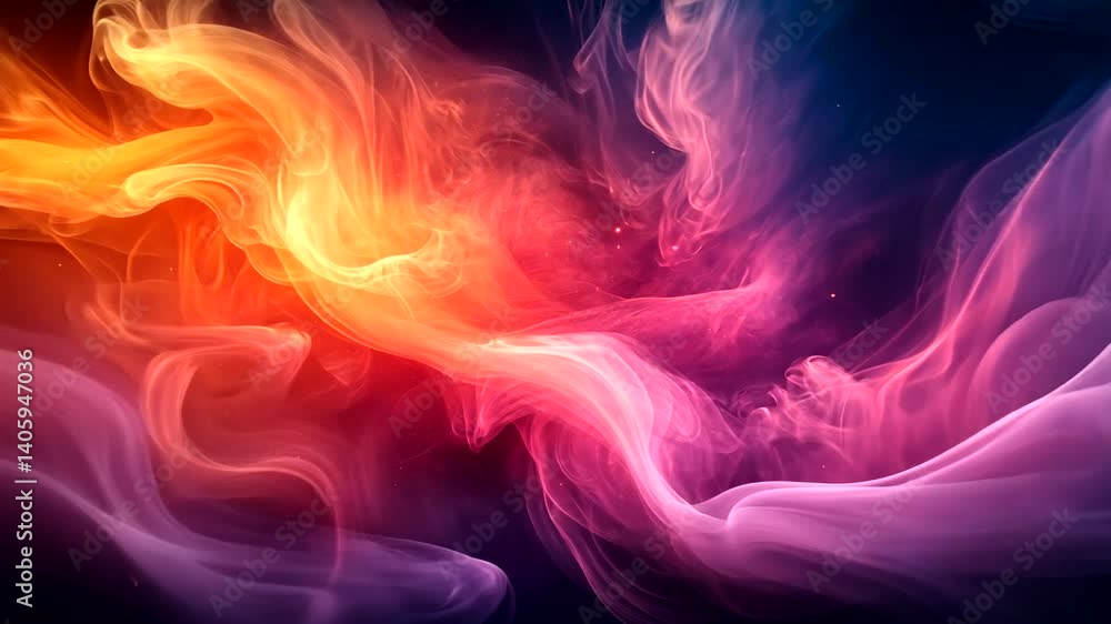 Abstract Colorful Smoke Swirls, Dark Background, Design Element Abstract Colorful Smoke Swirls, Dark Background, Design Element