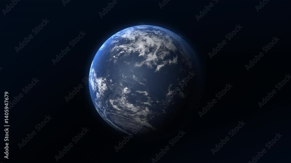 Isolated earth coverd all by ocean rotating in space. Blue planet seen from space. 3D animation. Isolated earth coverd all by ocean rotating in space. Blue planet seen from space. 3D animation.