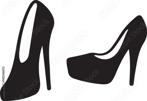 Silhouette high heels icon vector representing fashion, elegance, and style. Ideal for fashion, footwear, and beauty-related designs and branding.