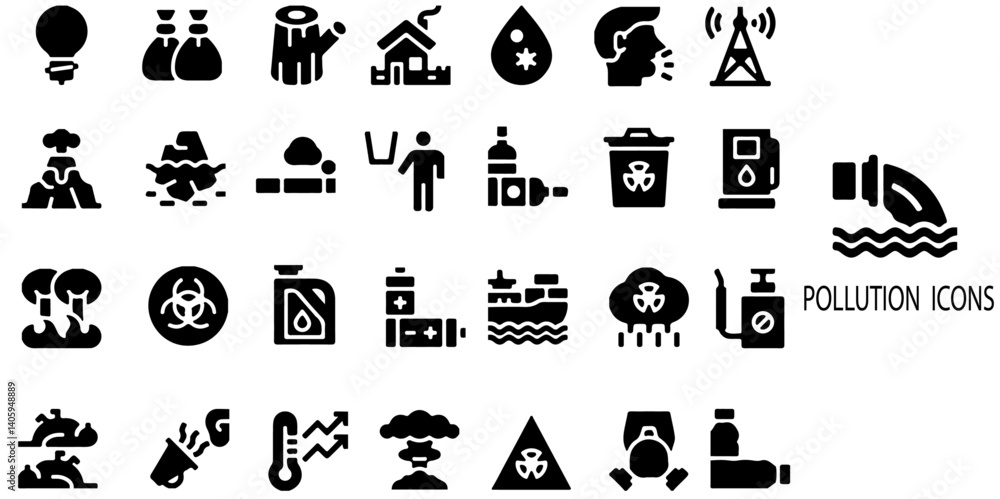 Pollution simple concept 28 icons set. Contain such CO2, mask, air filter, PM 2.5, air purifier, car exhaust, indoor air quality, smog and more .Vector illustration. Pollution simple concept 28 icons set. Contain such CO2, mask, air filter, PM 2.5, air purifier, car exhaust, indoor air quality, smog and more .Vector illustration.