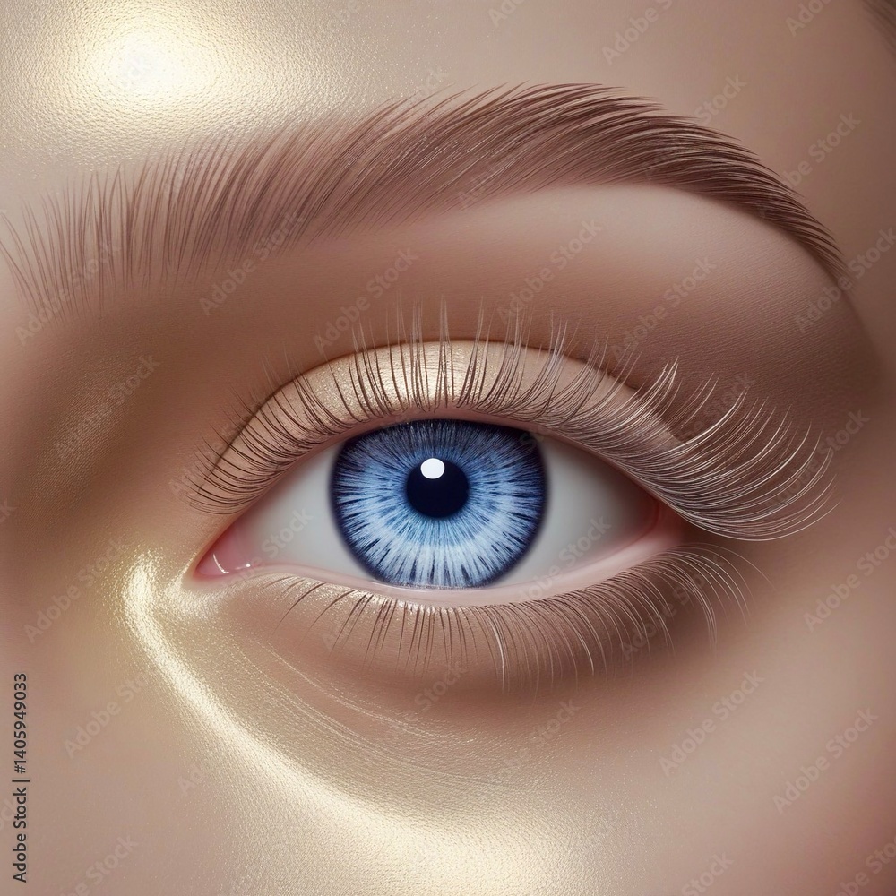 A close-up of a bright blue eye with long, dark eyelashes.
A close-up of a bright blue eye with long, dark eyelashes.