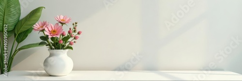 Wallpaper Mural Simple white urn with fresh flowers and greenery, simple, clean, peaceful Torontodigital.ca