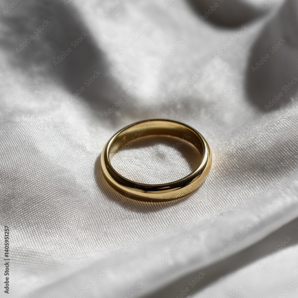 Timeless Classic Gold Ring Elegantly Resting on Pure White Cloth to Enhance Its Enduring Beauty Timeless Classic Gold Ring Elegantly Resting on Pure White Cloth to Enhance Its Enduring Beauty
