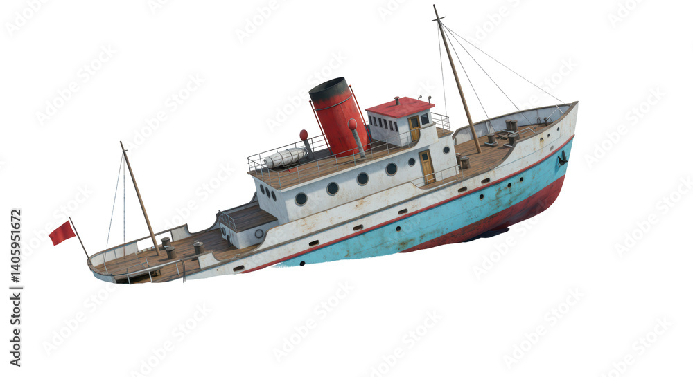 Naklejka premium Isolated old boat