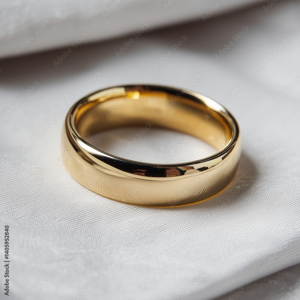 A shiny gold band features a polished finish, exuding contemporary sophistication and timeless classic appeal A shiny gold band features a polished finish, exuding contemporary sophistication and timeless classic appeal