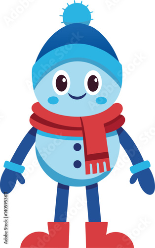 Winter character with scarf & snow